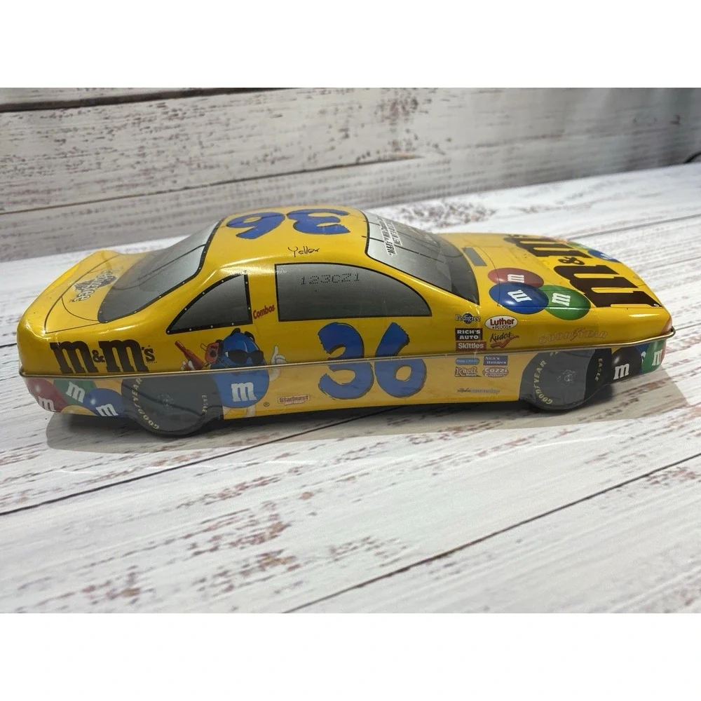 M&M NASCAR Metal‎ Tin Ernie Irvan/Ken Schaefer Race Car Container